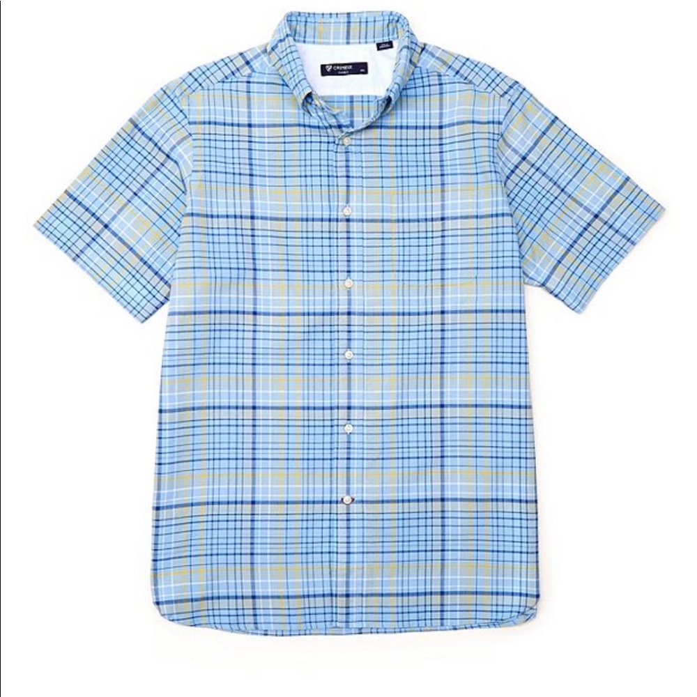 Cremieux
Short-Sleeve Blue Plaid Oxford Woven Shirt.